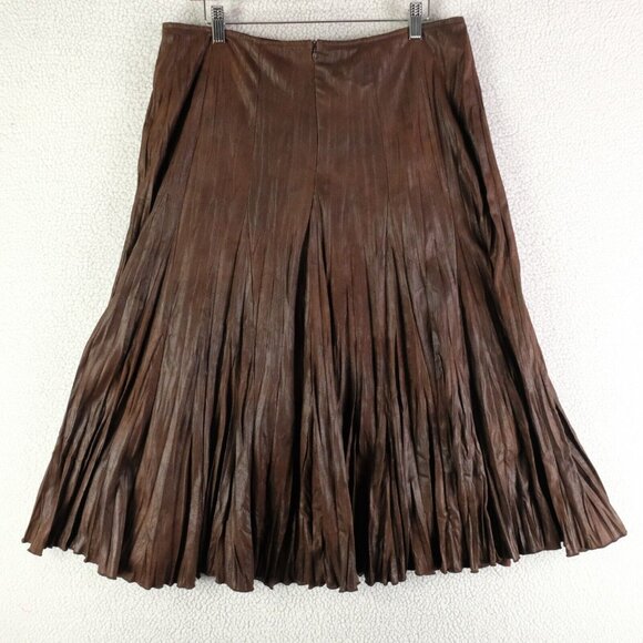 Joseph Ribkoff Dresses & Skirts - Joseph Ribkoff Skirt Womens 8 Brown Pleated Crinkle A-Line Midi Elegant